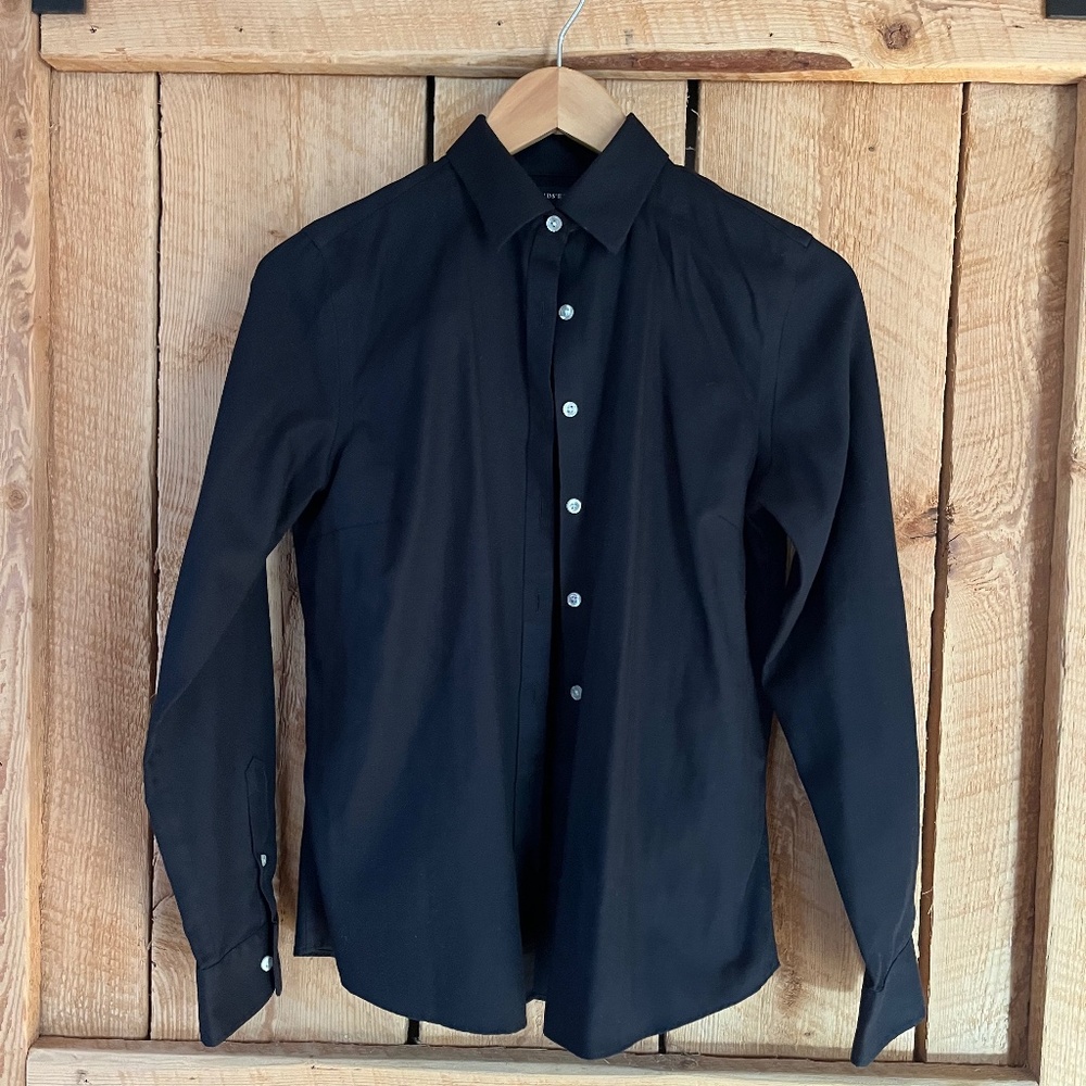 Lands' End Black Button Down Dress Shirt